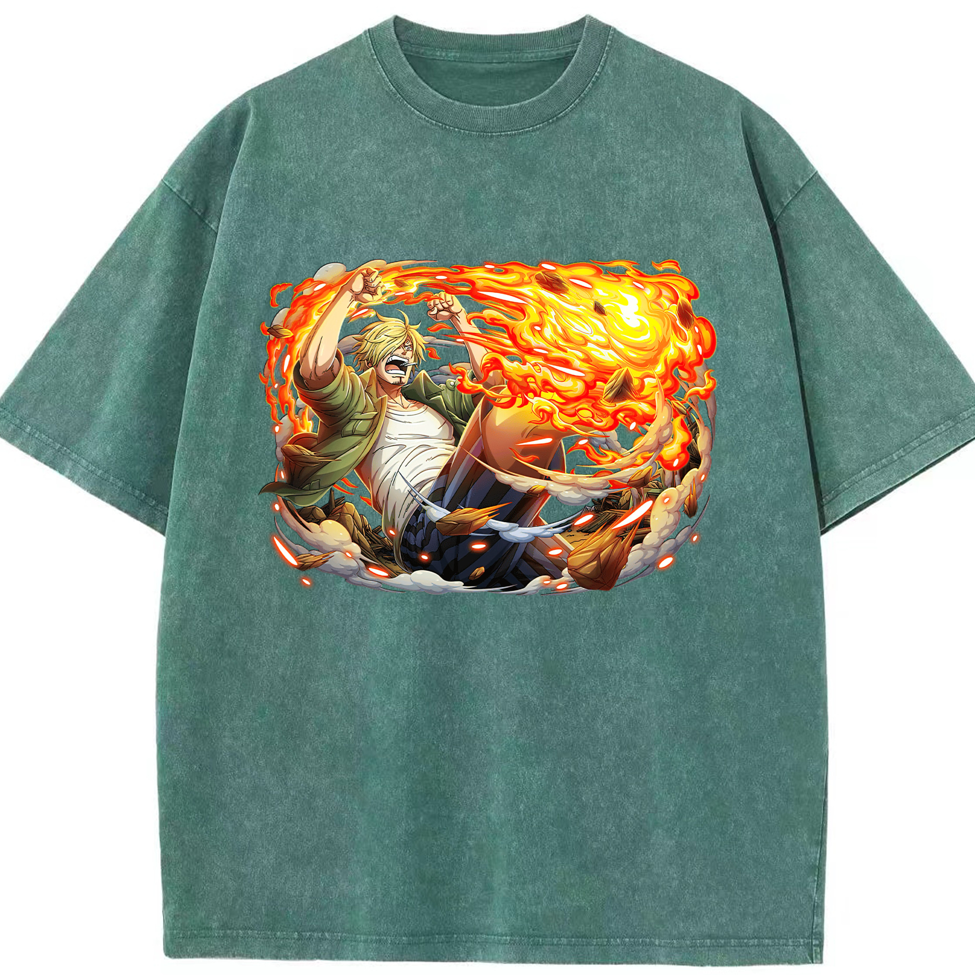 ワンピース サンジ ONE PIECE Sanji 綿100% ヴィンテージ風 半袖Tシャツ（フロントプリント）